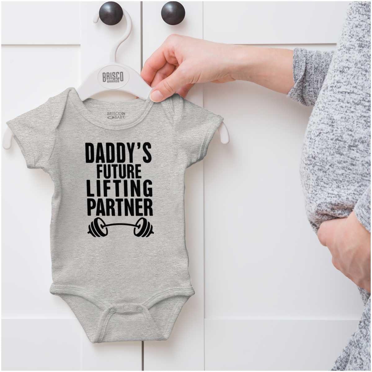 imageBrisco Brands Fathers Day Daddys Future Gym Partner Baby Bodysuit Jumper BoysHeather
