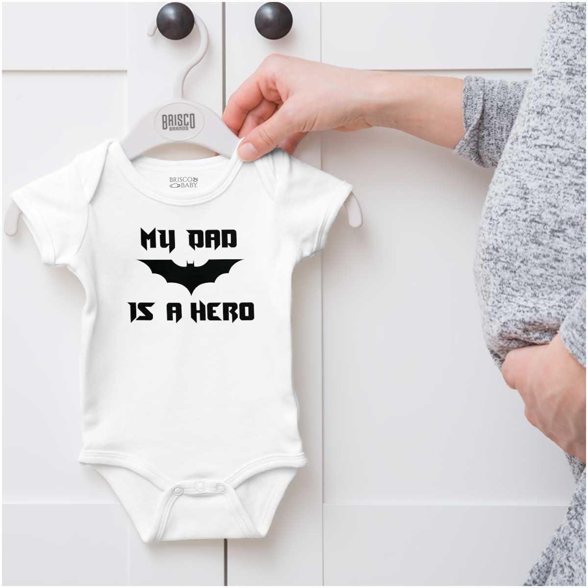 imageBrisco Brands Fathers Day My Dad is a Superhero Baby Romper Boys or GirlsWhite