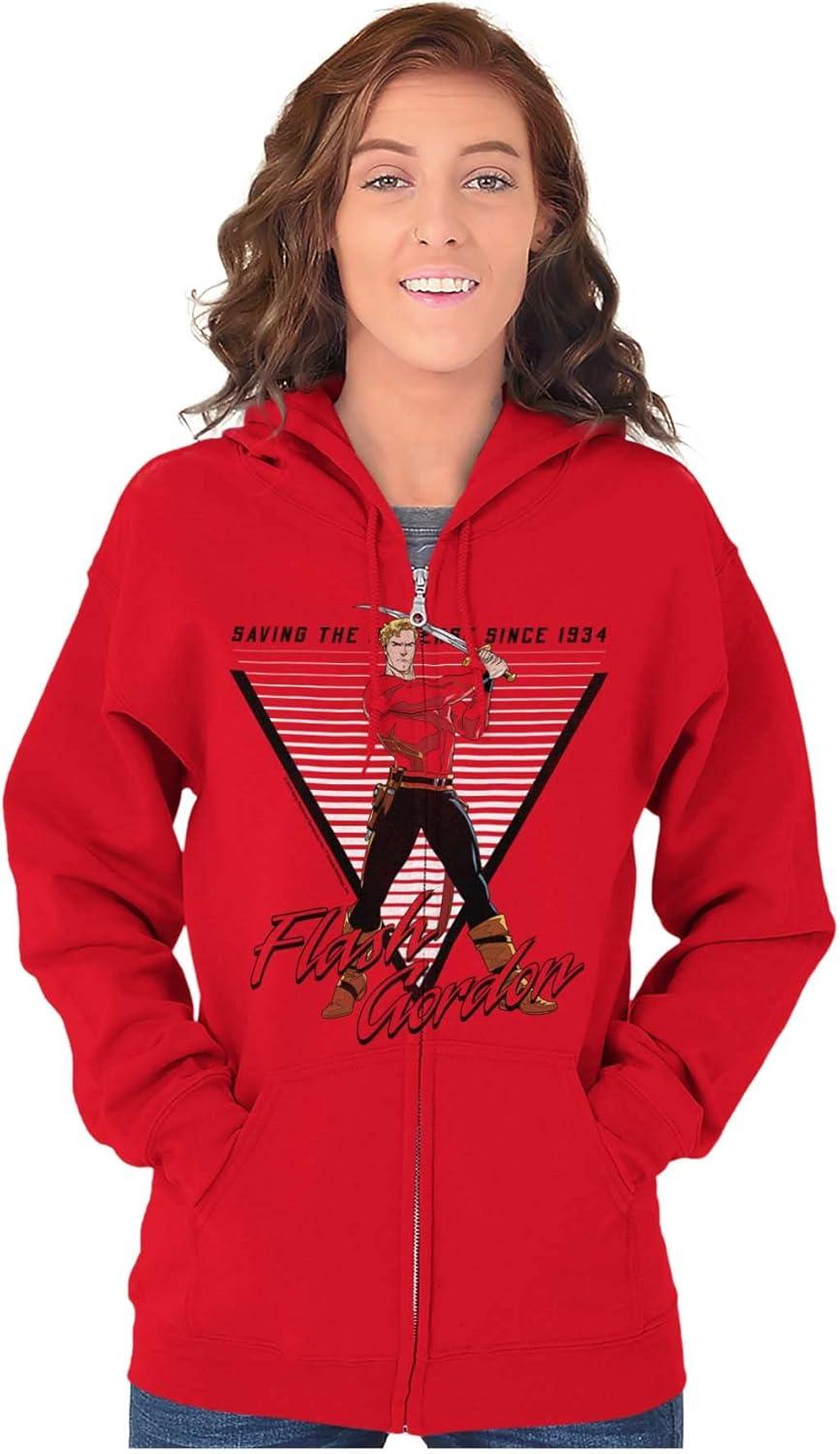 imageBrisco Brands Flash Gordon Comic Strip Superhero Zip Up Hoodie Mens WomensRed