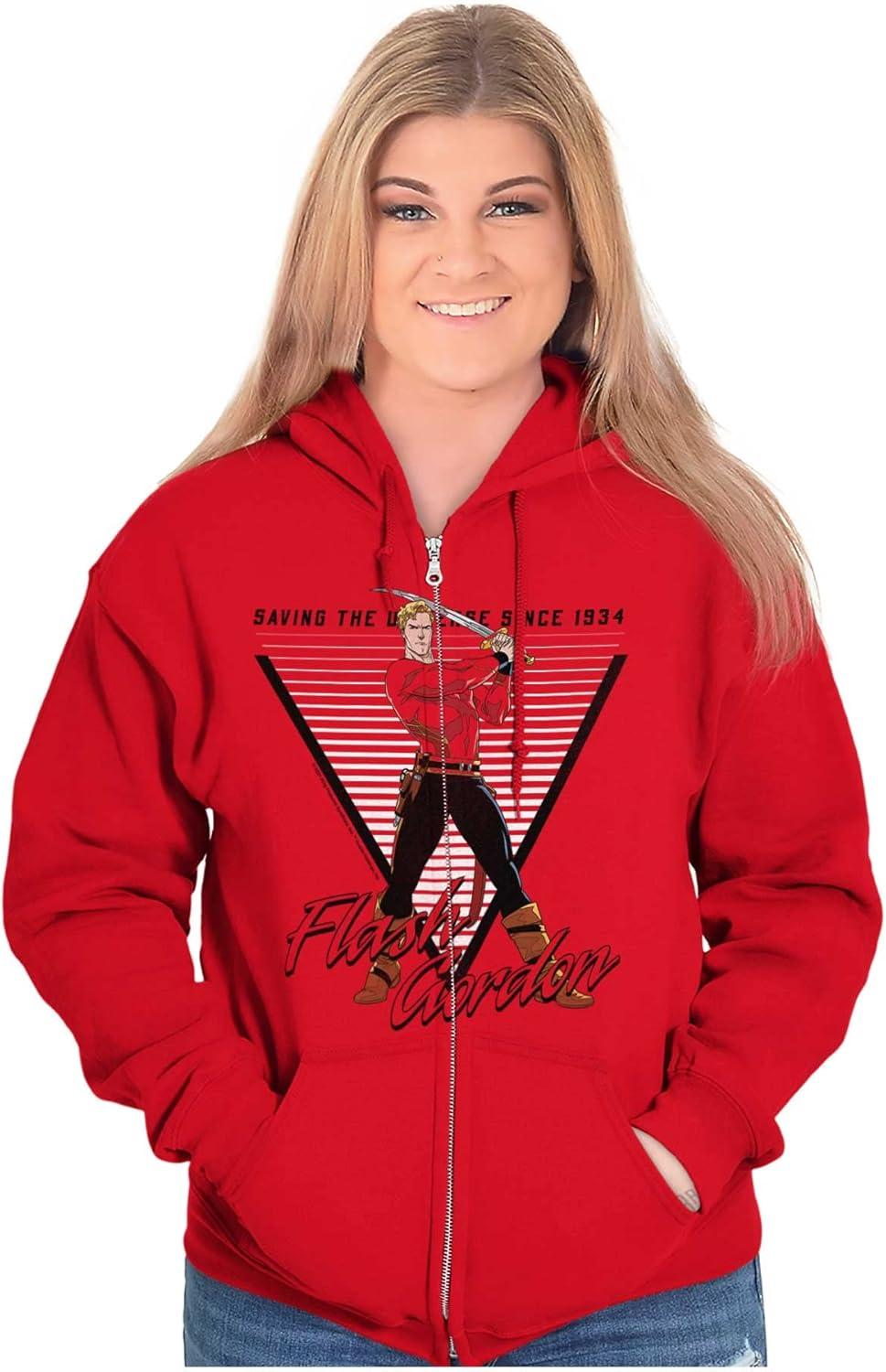 imageBrisco Brands Flash Gordon Comic Strip Superhero Zip Up Hoodie Mens WomensRed