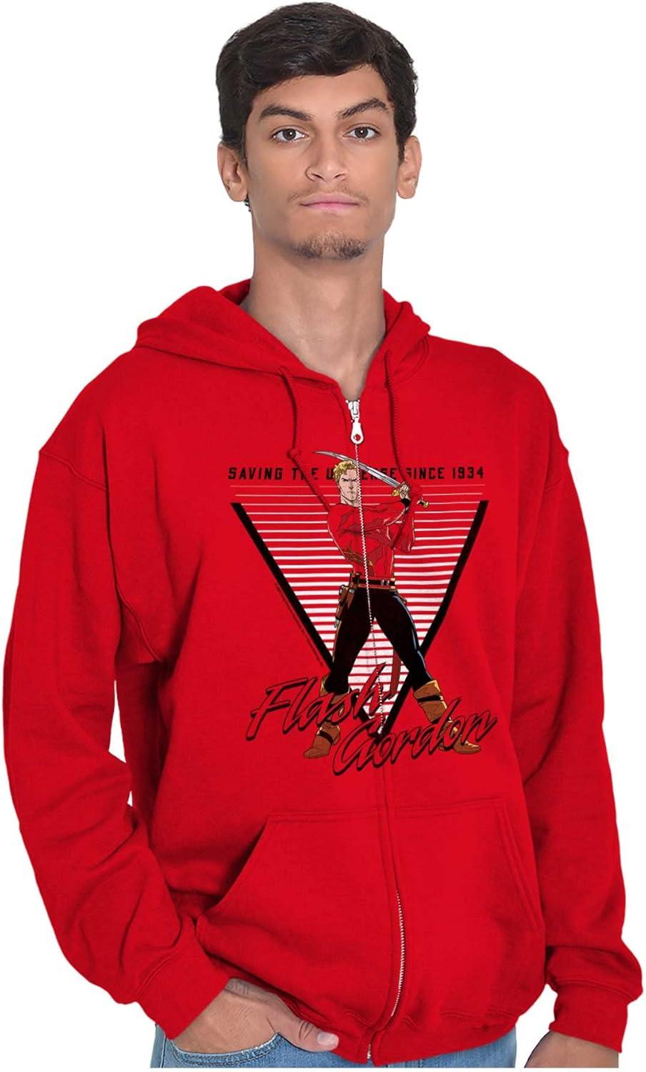 imageBrisco Brands Flash Gordon Comic Strip Superhero Zip Up Hoodie Mens WomensRed
