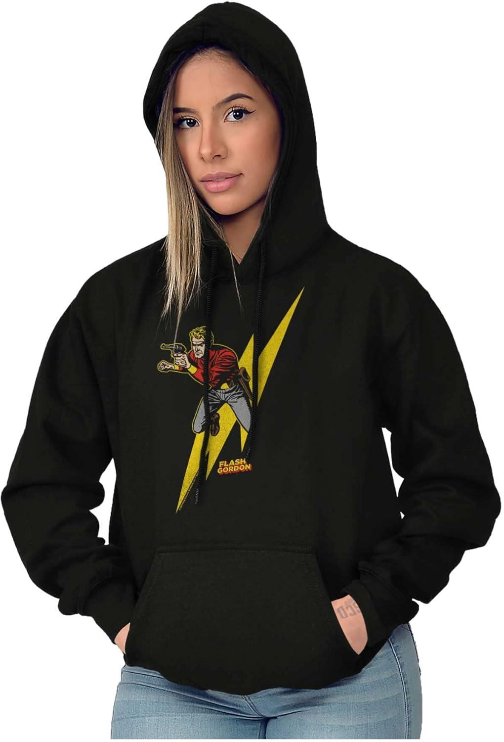 imageBrisco Brands Flash Gordon Lightning Bolt Comics Hoodie Sweatshirt Women MenBlack