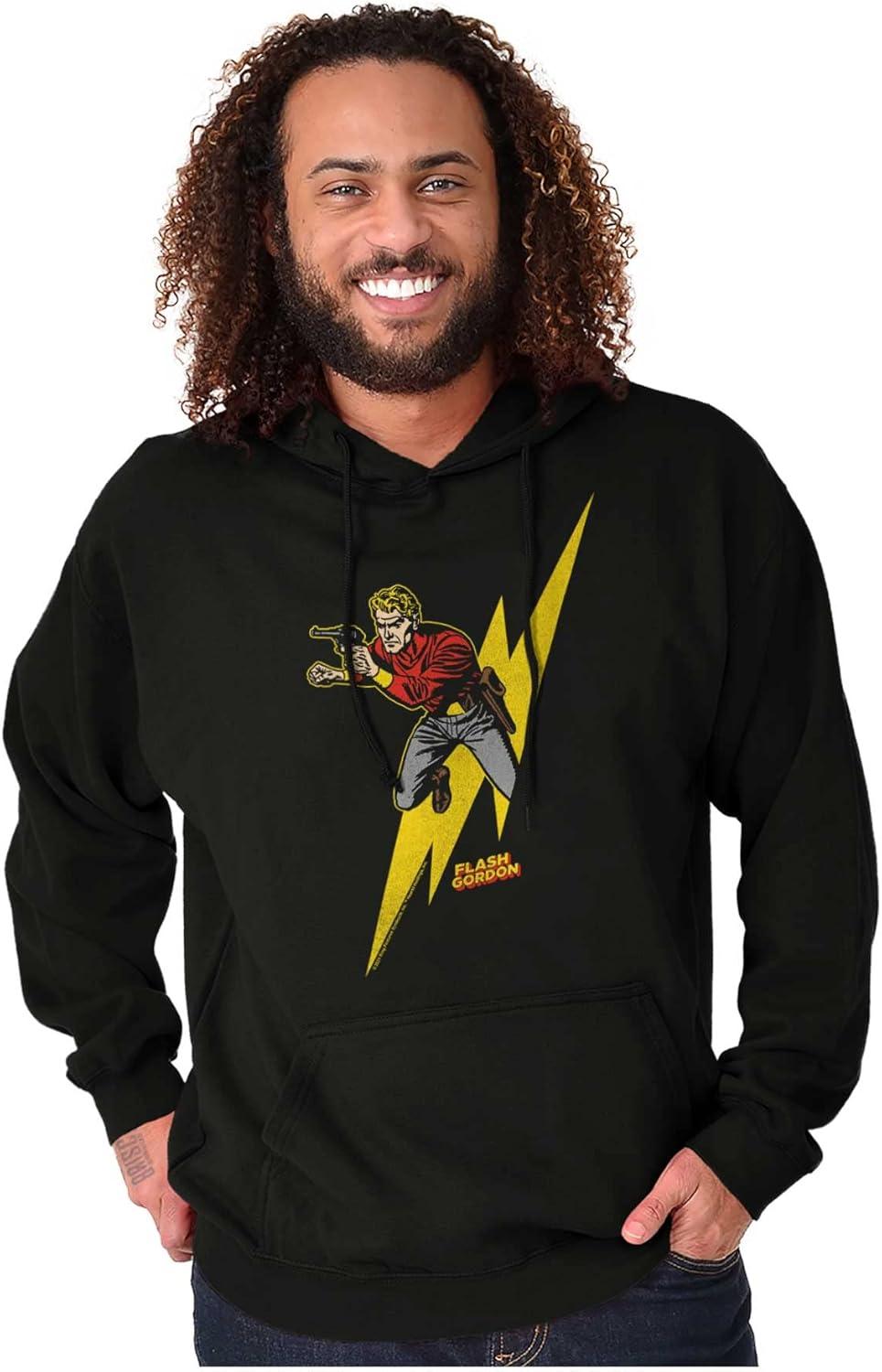 imageBrisco Brands Flash Gordon Lightning Bolt Comics Hoodie Sweatshirt Women MenBlack
