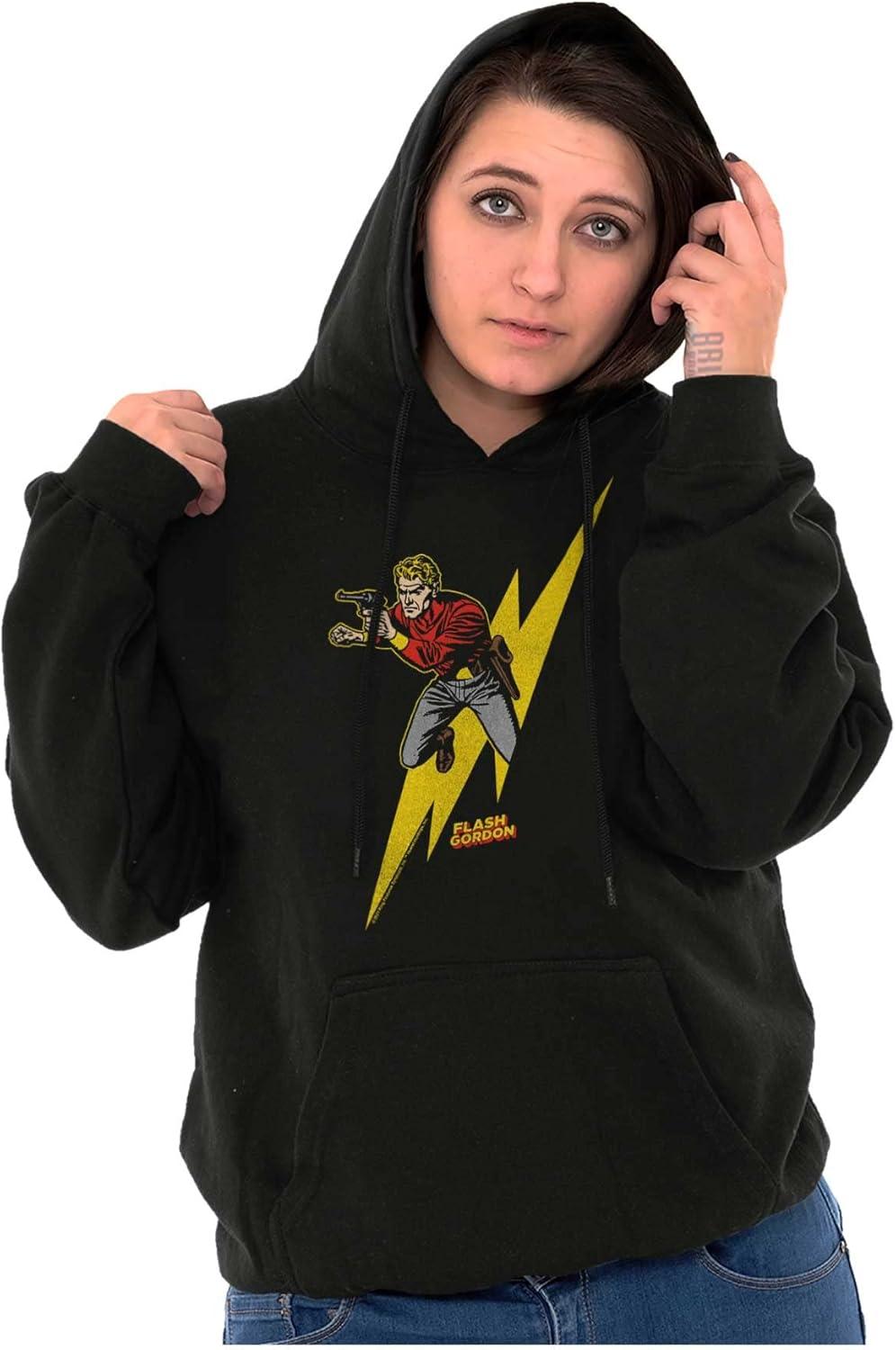 imageBrisco Brands Flash Gordon Lightning Bolt Comics Hoodie Sweatshirt Women MenBlack