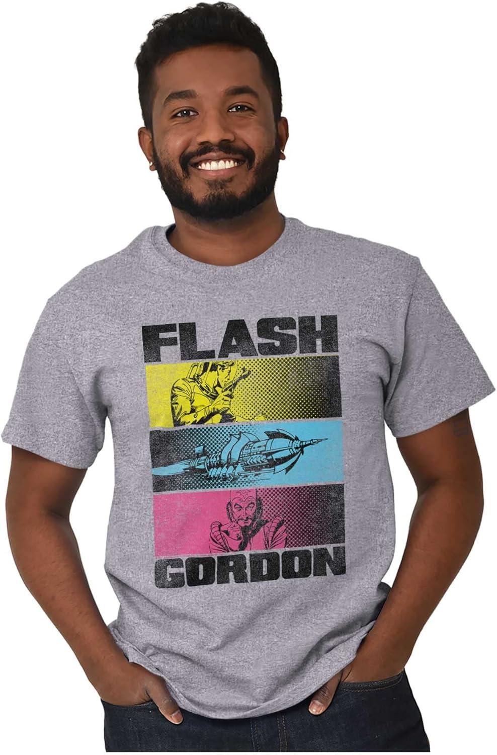 imageBrisco Brands Flash Gordon Retro Comics Superheroes Graphic T Shirt Men or WomenSport Grey