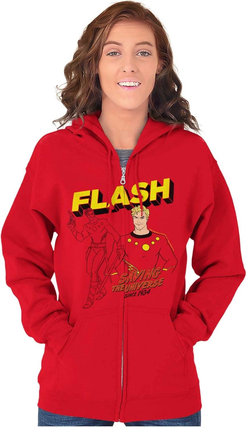 imageBrisco Brands Flash Gordon Superhero Comic Strip Zip Up Hoodie Mens WomensRed