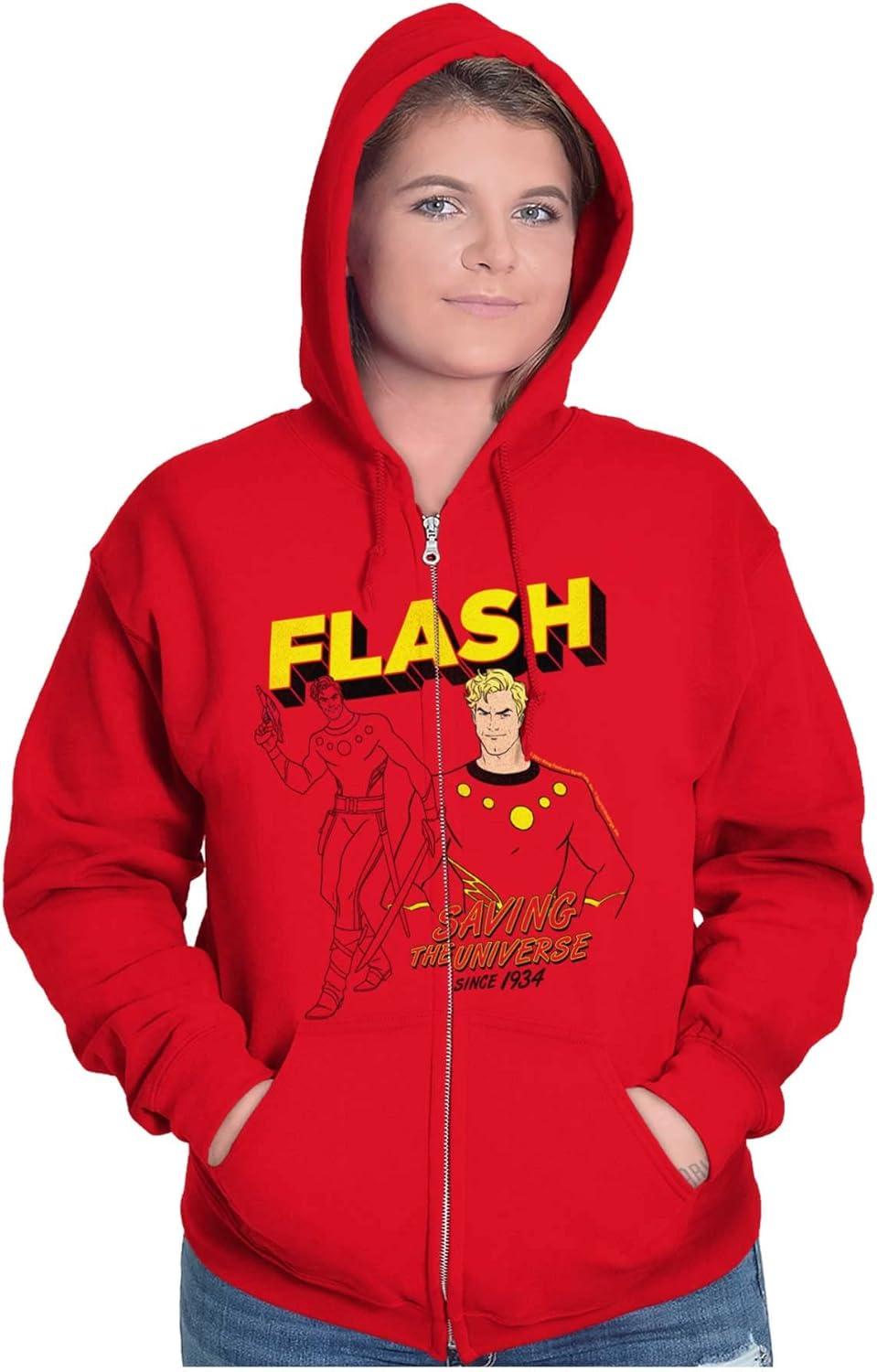 imageBrisco Brands Flash Gordon Superhero Comic Strip Zip Up Hoodie Mens WomensRed