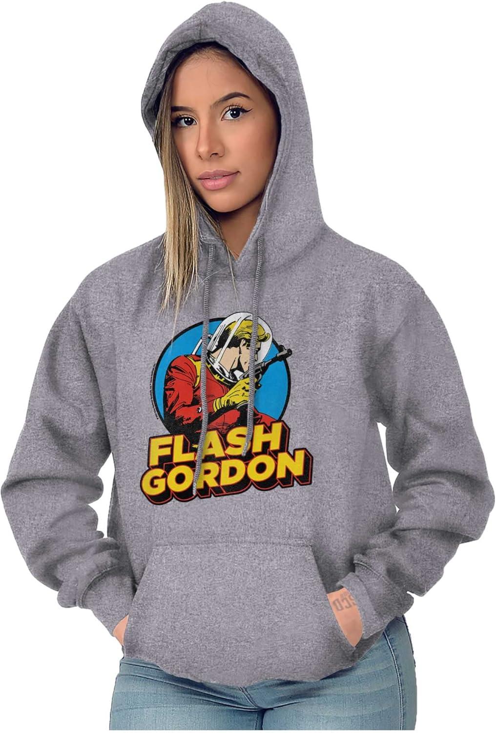 imageBrisco Brands Flash Gordon Vintage Space Comic Hero Hoodie Sweatshirt Women MenSport Grey