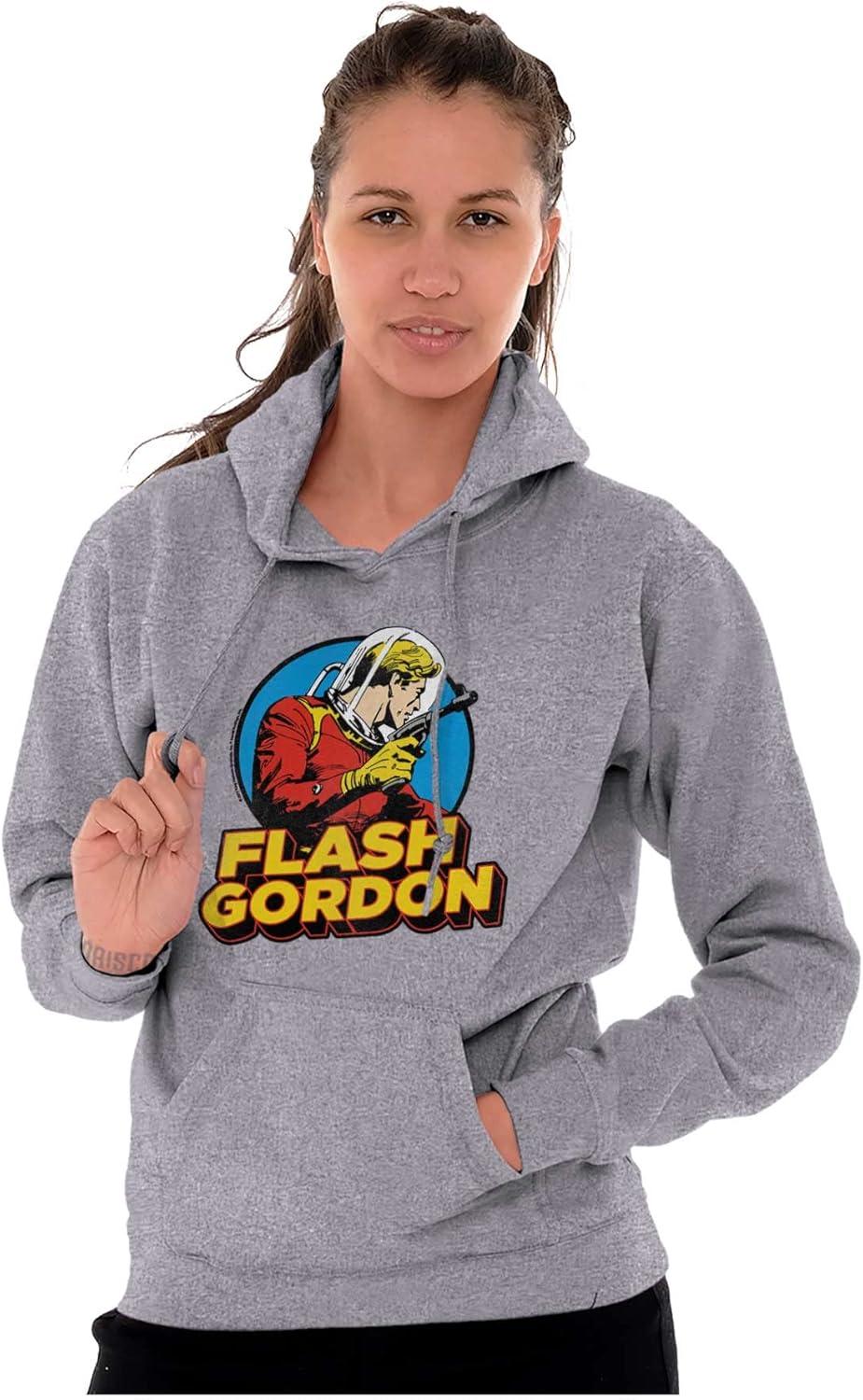 imageBrisco Brands Flash Gordon Vintage Space Comic Hero Hoodie Sweatshirt Women MenSport Grey