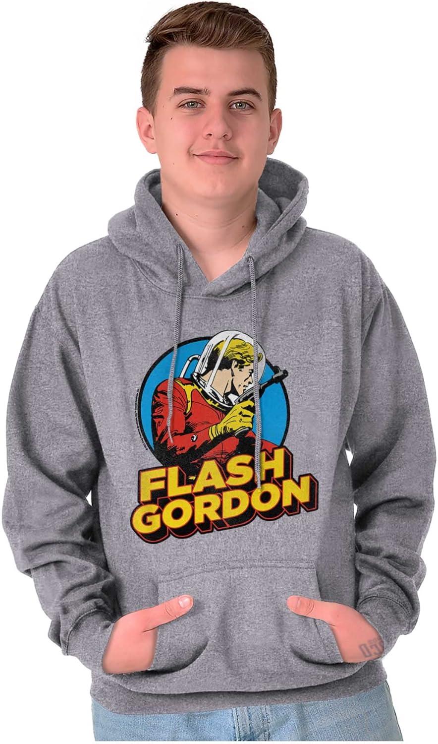 imageBrisco Brands Flash Gordon Vintage Space Comic Hero Hoodie Sweatshirt Women MenSport Grey