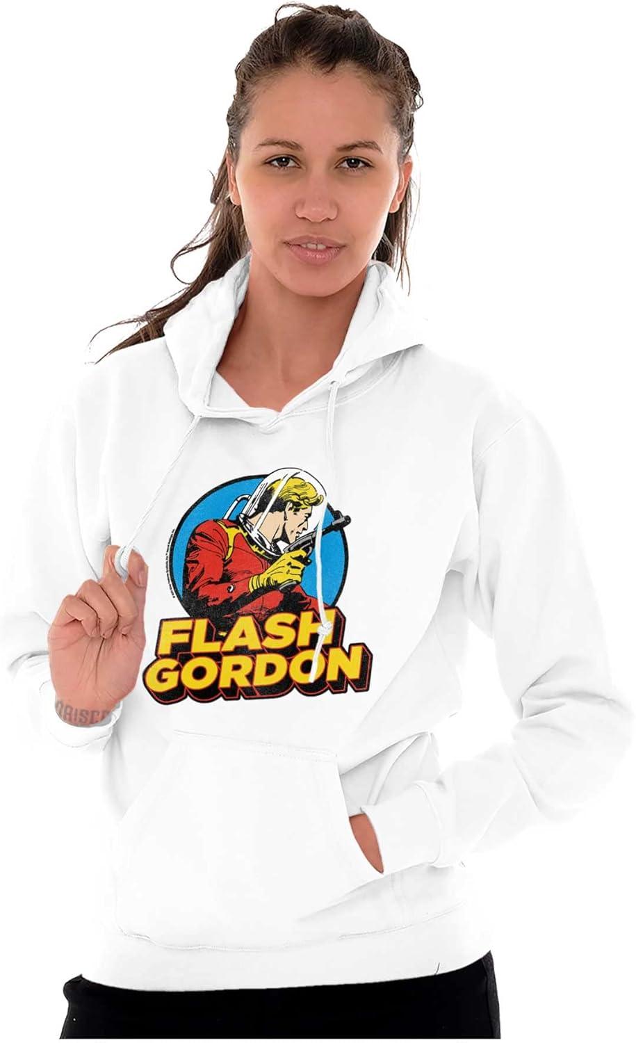 imageBrisco Brands Flash Gordon Vintage Space Comic Hero Hoodie Sweatshirt Women MenWhite
