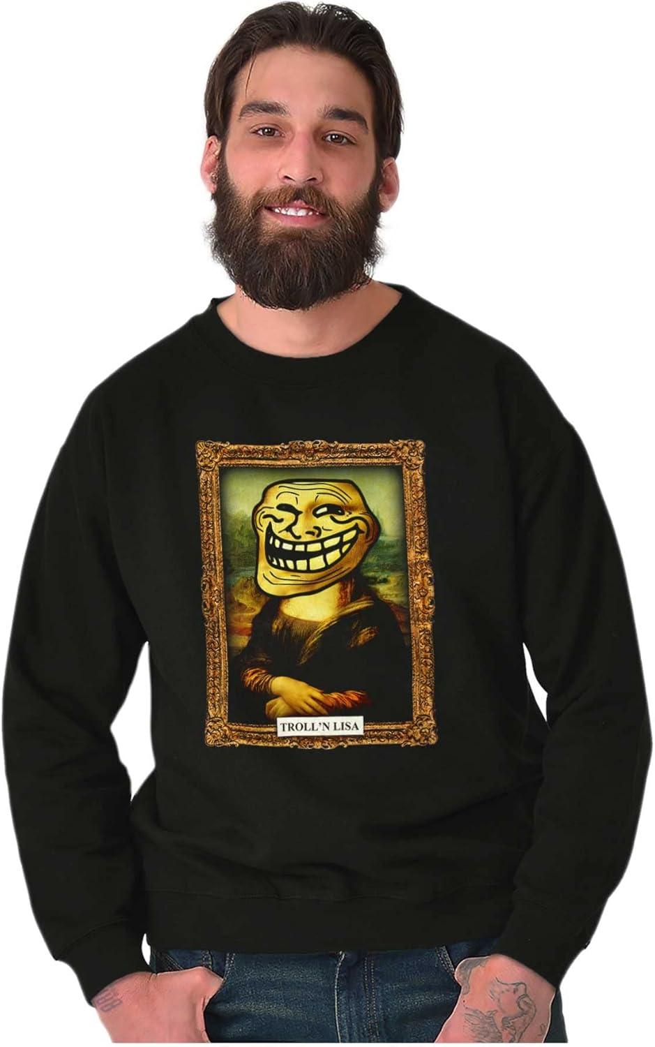 imageBrisco Brands Funny Classic Art Troll Face Meme Sweatshirt for Men or WomenBlack