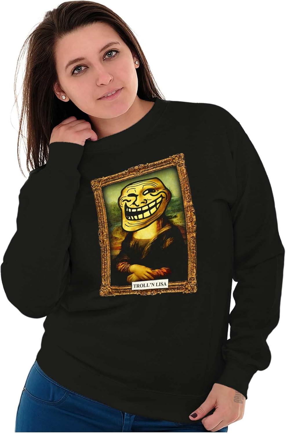 imageBrisco Brands Funny Classic Art Troll Face Meme Sweatshirt for Men or WomenBlack