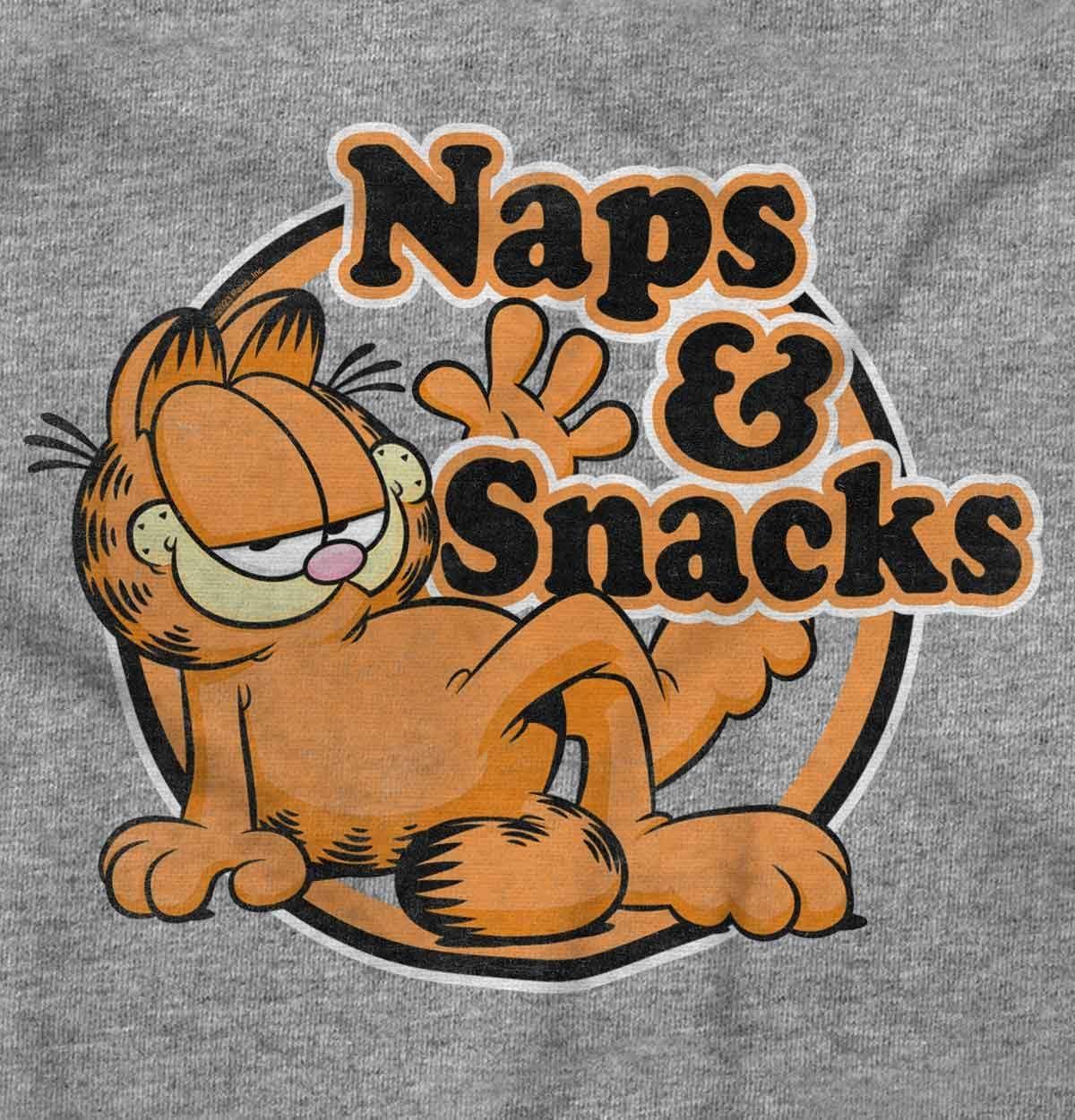 imageBrisco Brands Funny Garfield Cartoon Naps N Snacks Baby Romper Boys or GirlsHeather