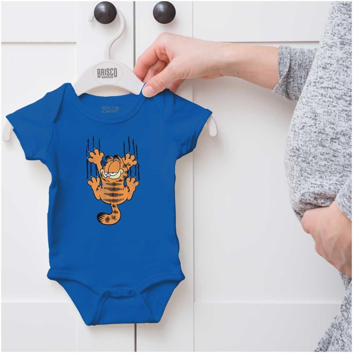 imageBrisco Brands Funny Garfield Cartoon Scratching Cat Baby Romper Boys or GirlsRoyal