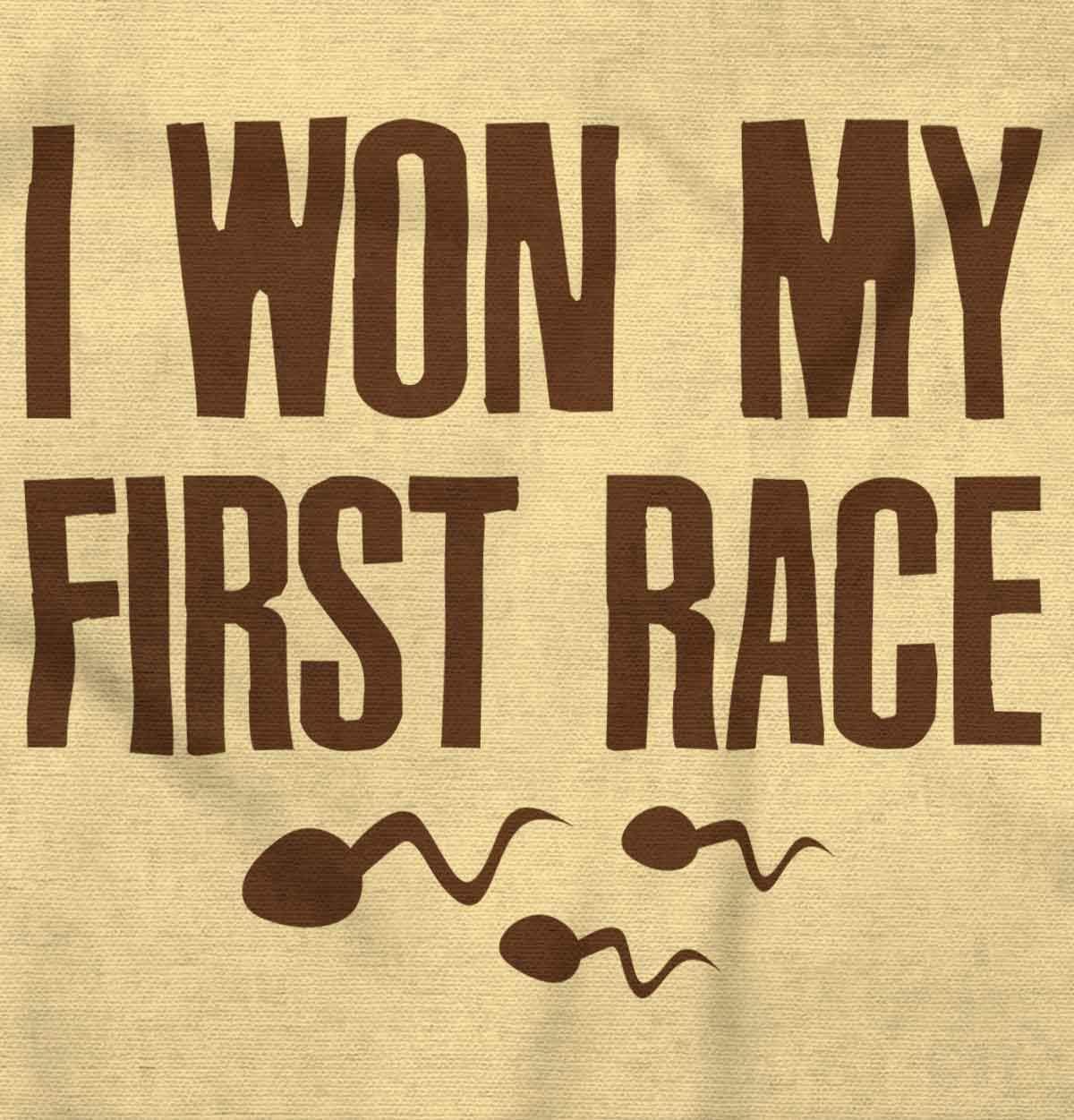 imageBrisco Brands Funny I Won My First Race Joke Baby Romper Boys or GirlsBanana