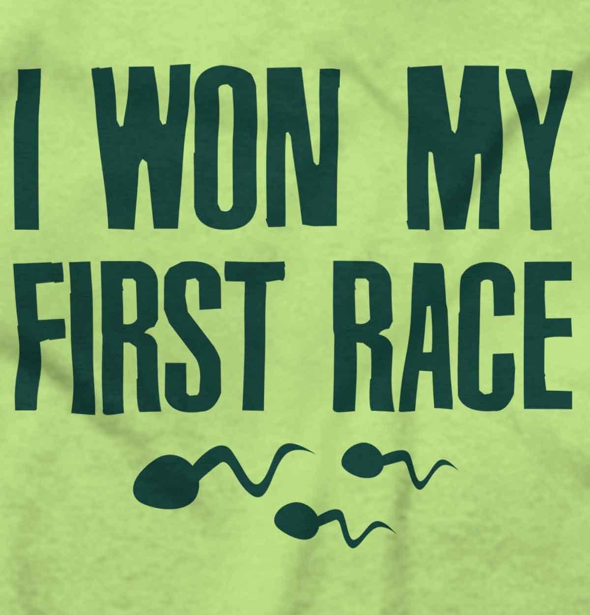 imageBrisco Brands Funny I Won My First Race Joke Baby Romper Boys or GirlsKey Lime