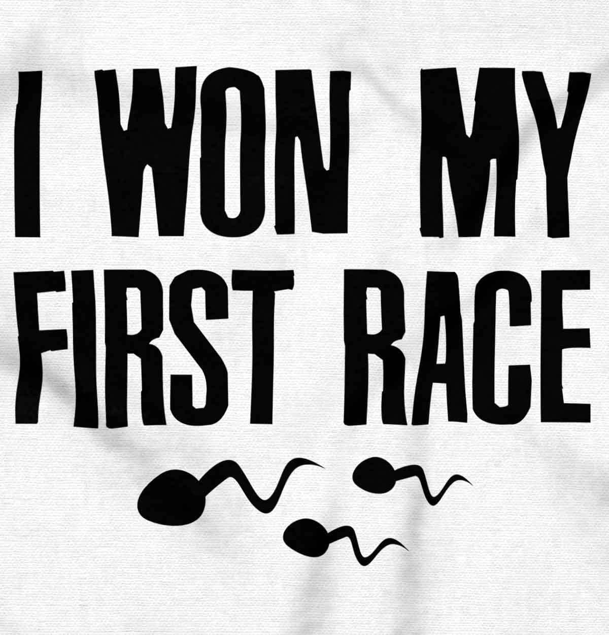 imageBrisco Brands Funny I Won My First Race Joke Baby Romper Boys or GirlsWhite
