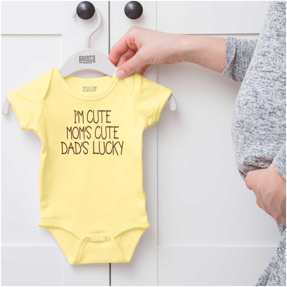 imageBrisco Brands Funny Im Cute Moms Cute Dads Lucky Baby Bodysuit Jumper GirlsBanana