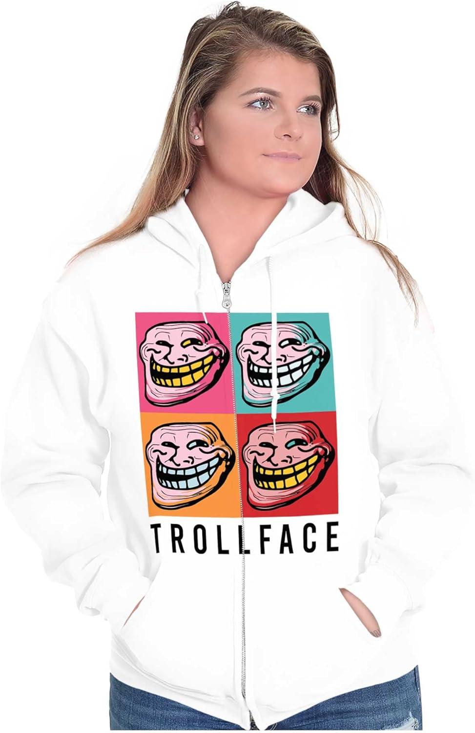 imageBrisco Brands Funny Pop Art Squares Troll Face Meme Zip Up Hoodie Mens WomensWhite