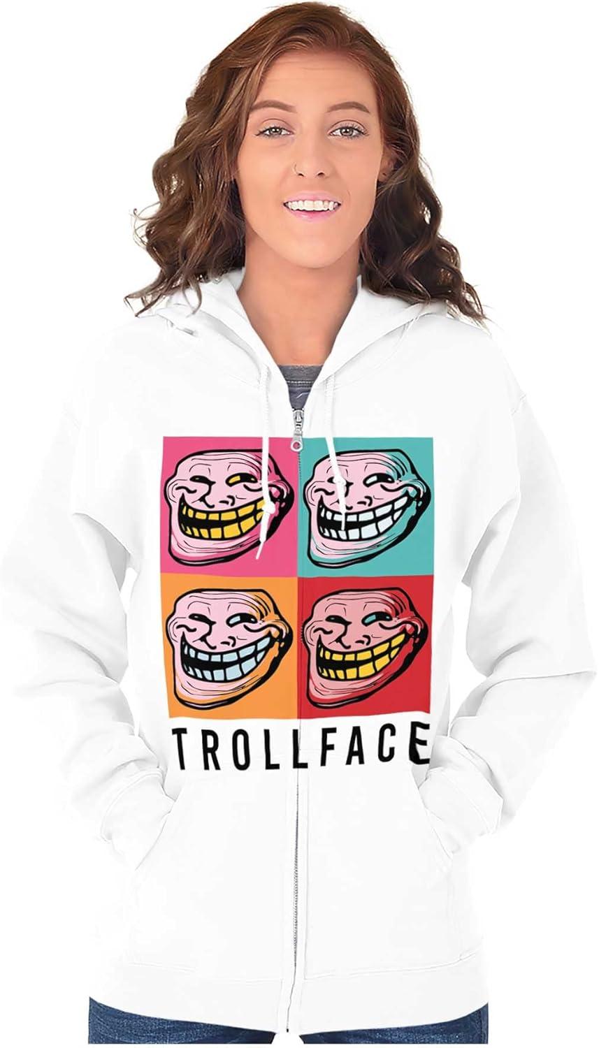 imageBrisco Brands Funny Pop Art Squares Troll Face Meme Zip Up Hoodie Mens WomensWhite
