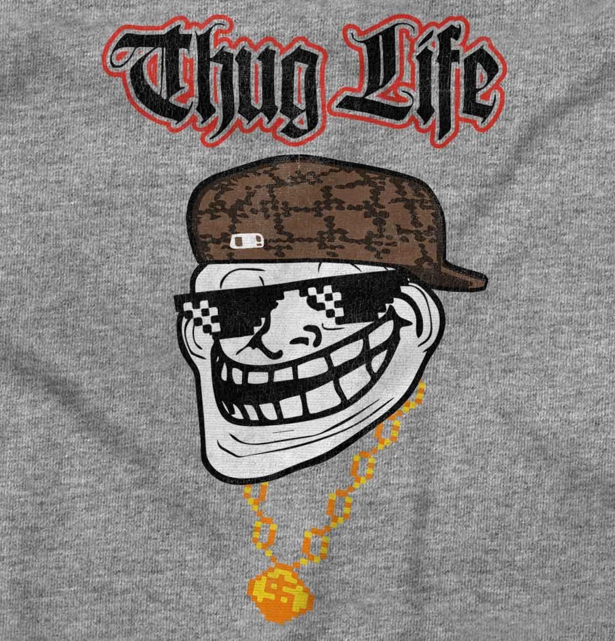 imageBrisco Brands Funny Thug Life Troll Face Meme Hoodie Sweatshirt Women MenSport Grey