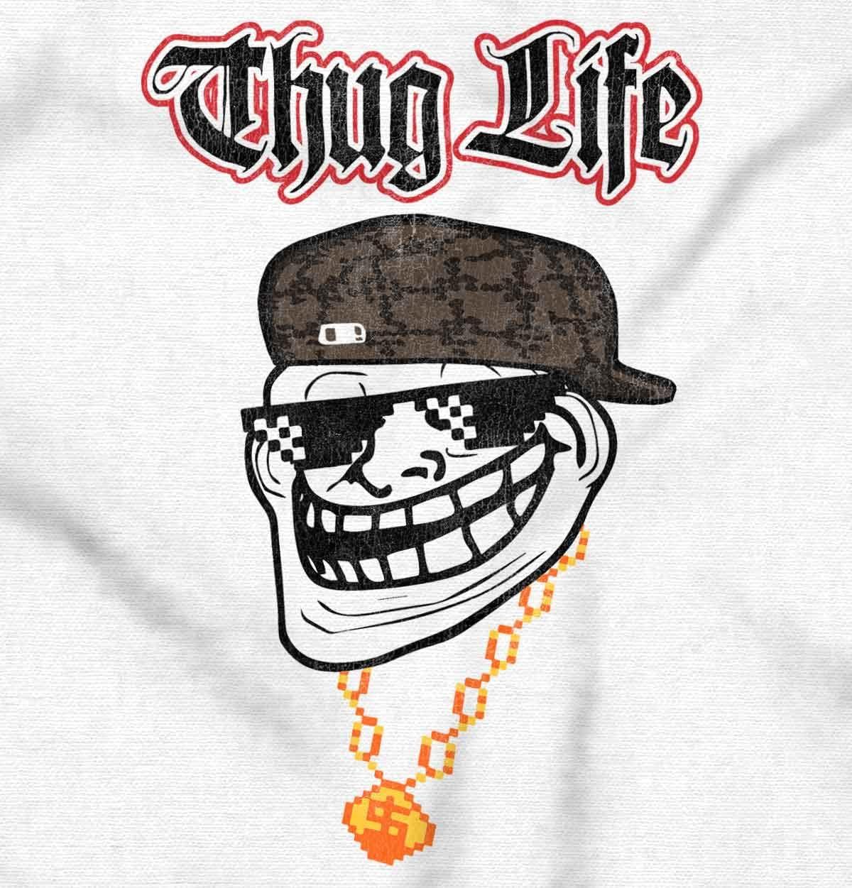 imageBrisco Brands Funny Thug Life Troll Face Meme Hoodie Sweatshirt Women MenWhite