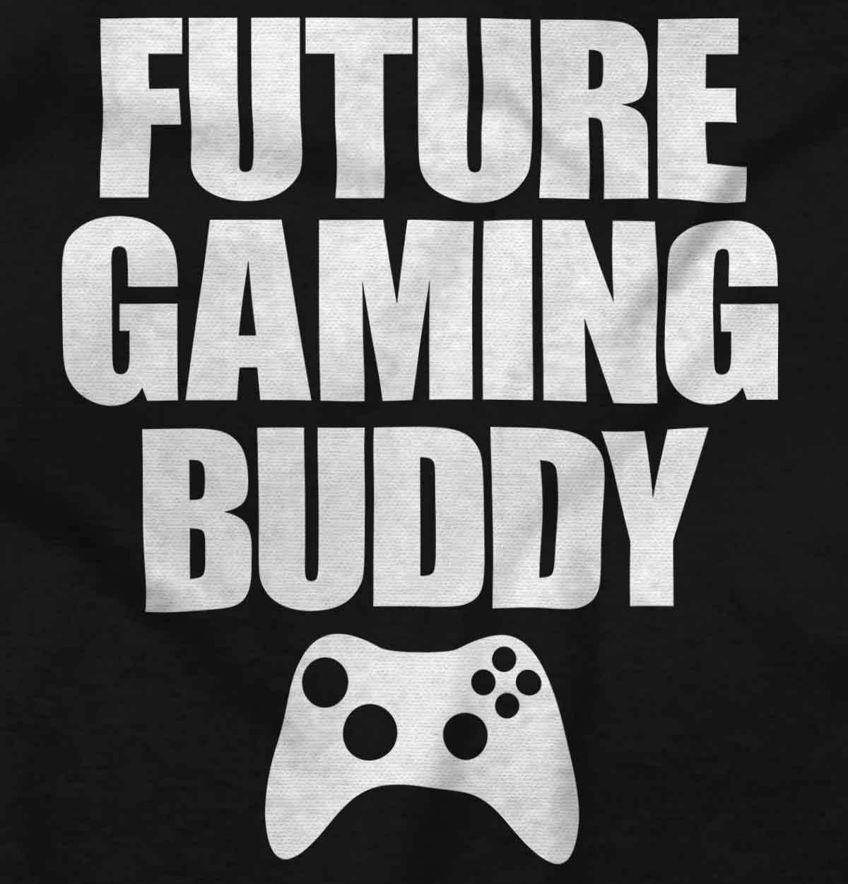 imageBrisco Brands Future Gaming Buddy Gamer Dad Joke Baby Romper Boys or GirlsBlack