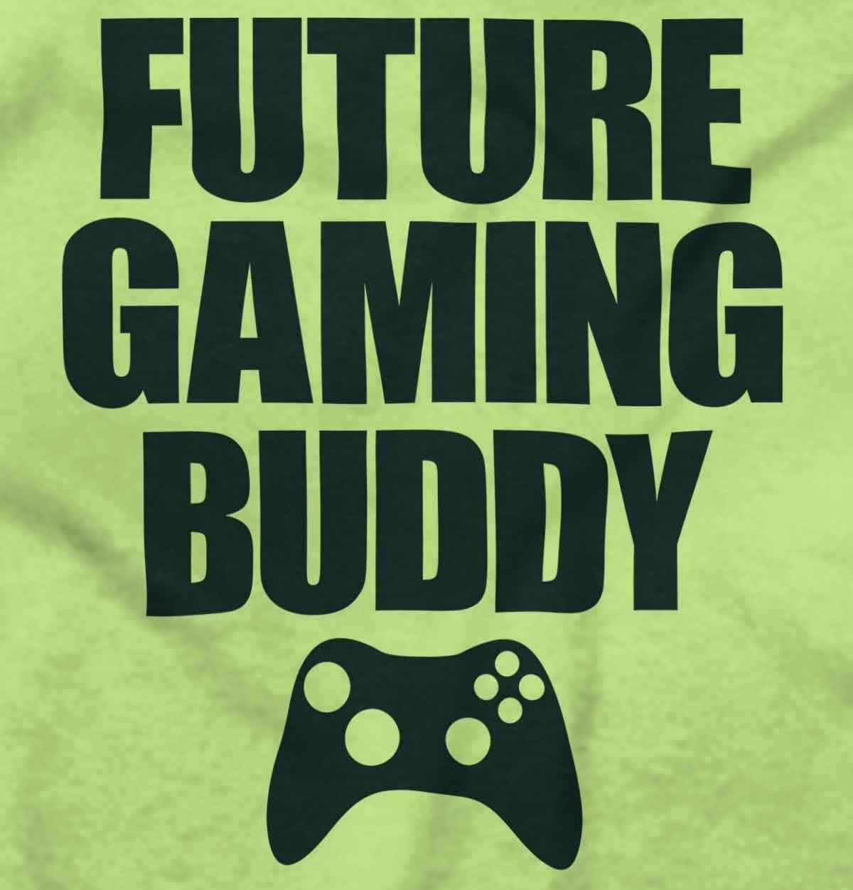 imageBrisco Brands Future Gaming Buddy Gamer Dad Joke Baby Romper Boys or GirlsKey Lime