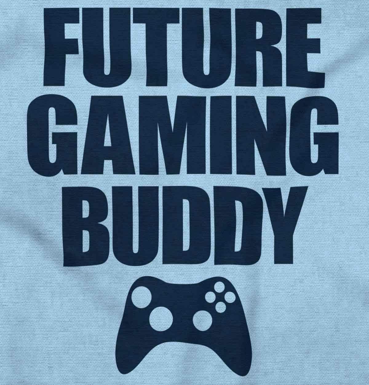 imageBrisco Brands Future Gaming Buddy Gamer Dad Joke Baby Romper Boys or GirlsLight Blue