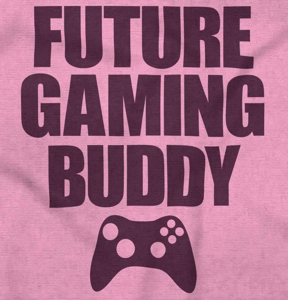 imageBrisco Brands Future Gaming Buddy Gamer Dad Joke Baby Romper Boys or GirlsPink