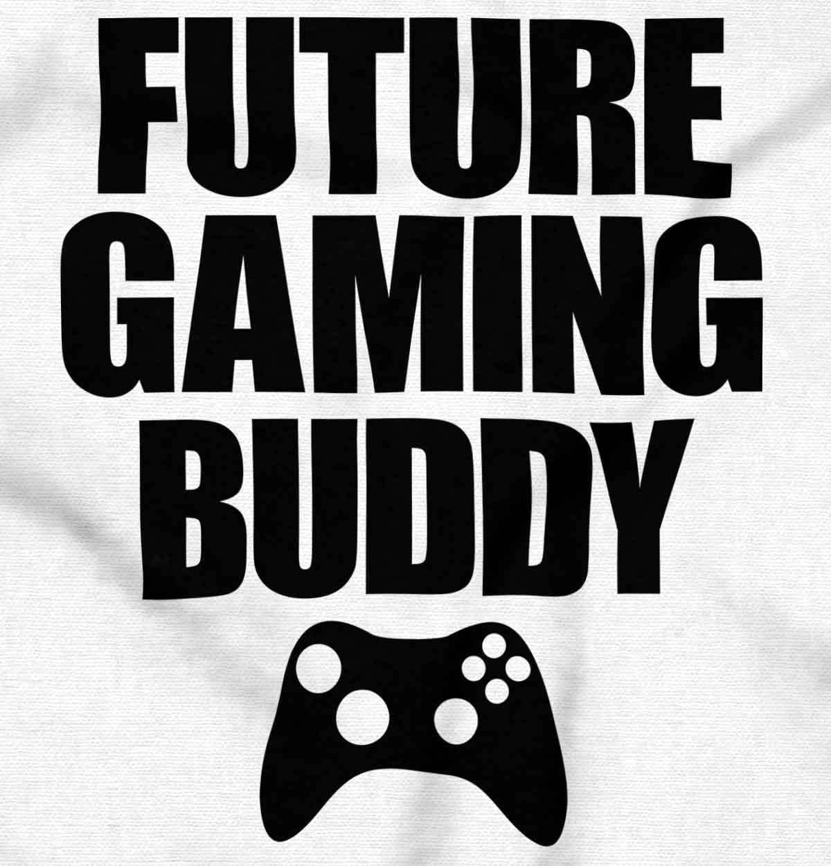 imageBrisco Brands Future Gaming Buddy Gamer Dad Joke Baby Romper Boys or GirlsWhite