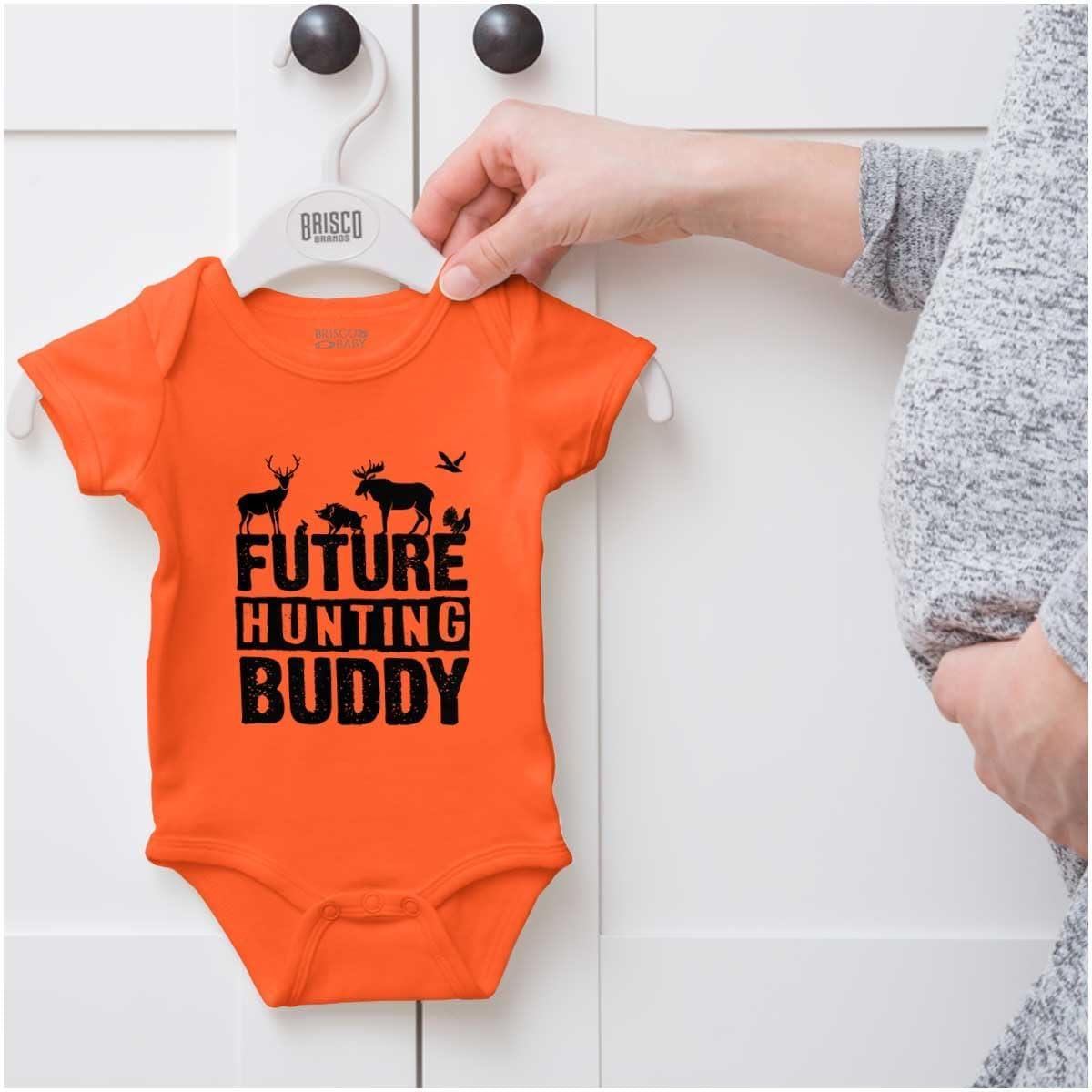 imageBrisco Brands Future Outdoor Buddy Fishing Hunting Baby Romper Boys or GirlsHunting Buddy Orange