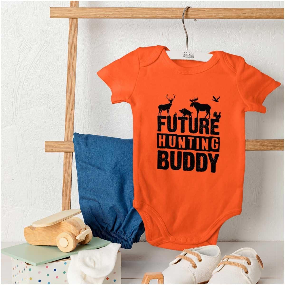 imageBrisco Brands Future Outdoor Buddy Fishing Hunting Baby Romper Boys or GirlsHunting Buddy Orange