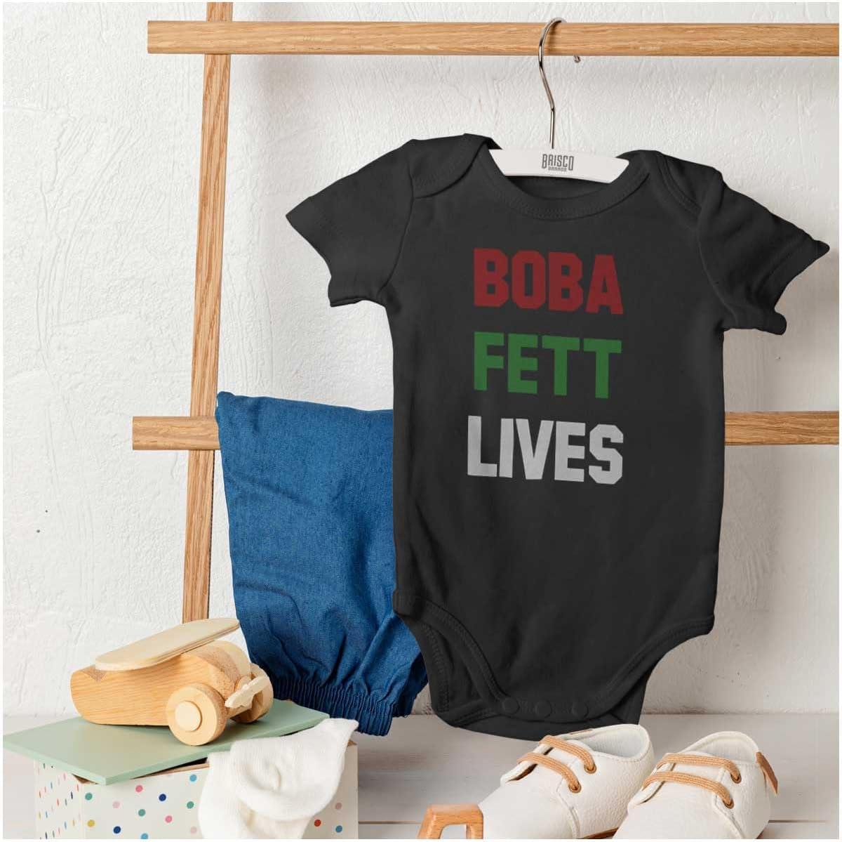 imageBrisco Brands Galactic Bounty Hunter Nerdy Geek Baby Romper Boys or GirlsBlack