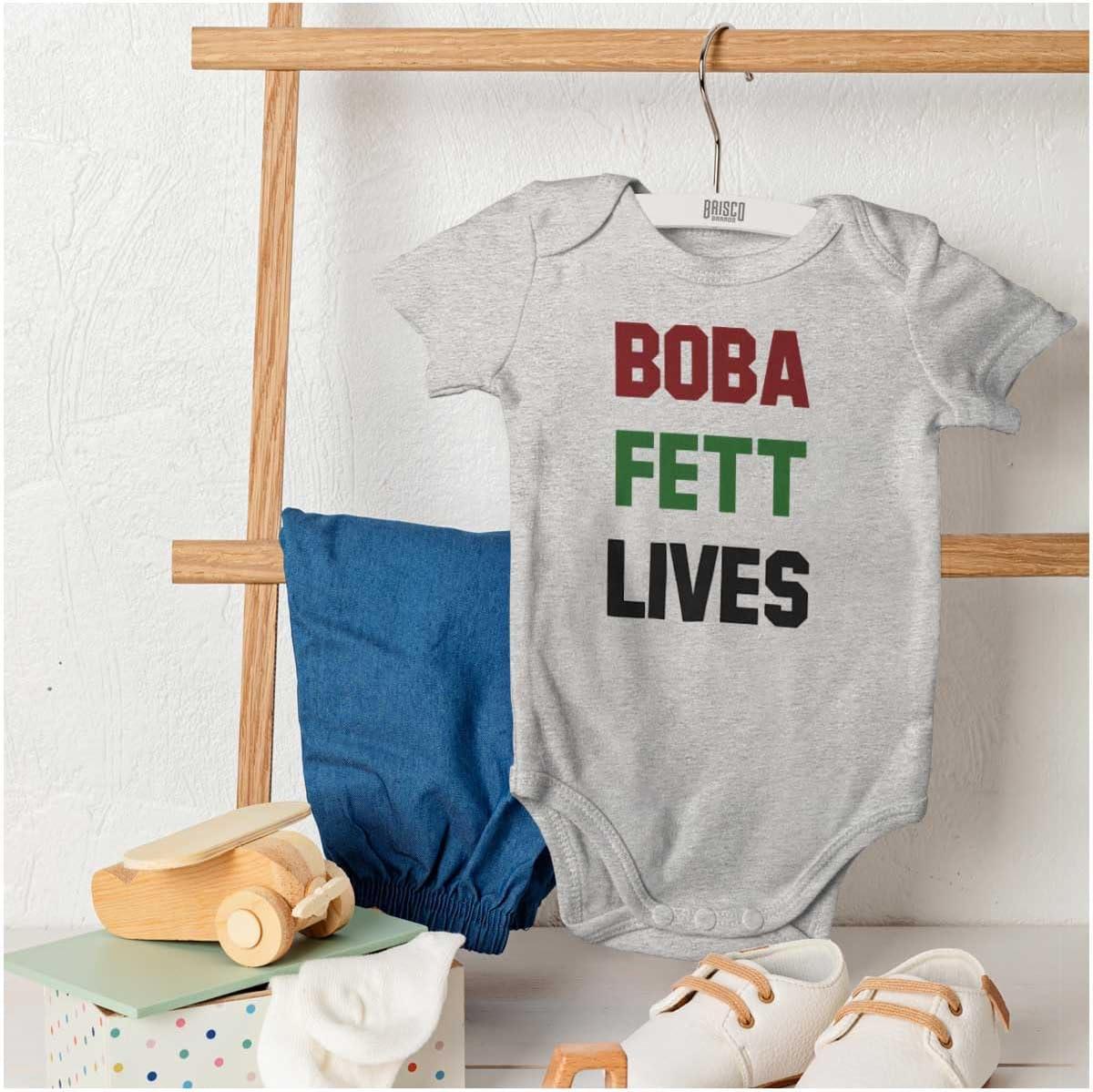 imageBrisco Brands Galactic Bounty Hunter Nerdy Geek Baby Romper Boys or GirlsHeather