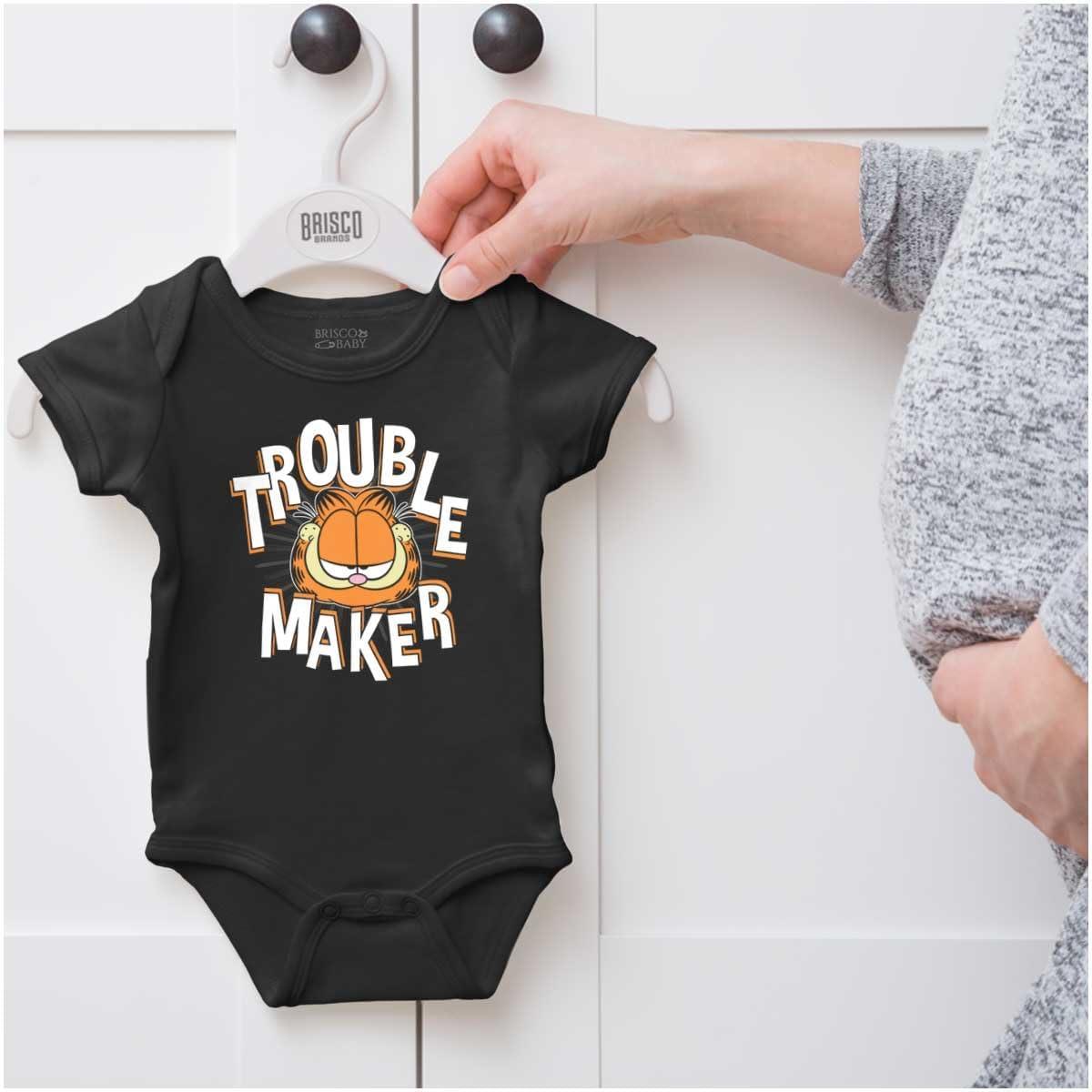 imageBrisco Brands Garfield Cartoon Funny Troublemaker Baby Romper Boys or GirlsBlack