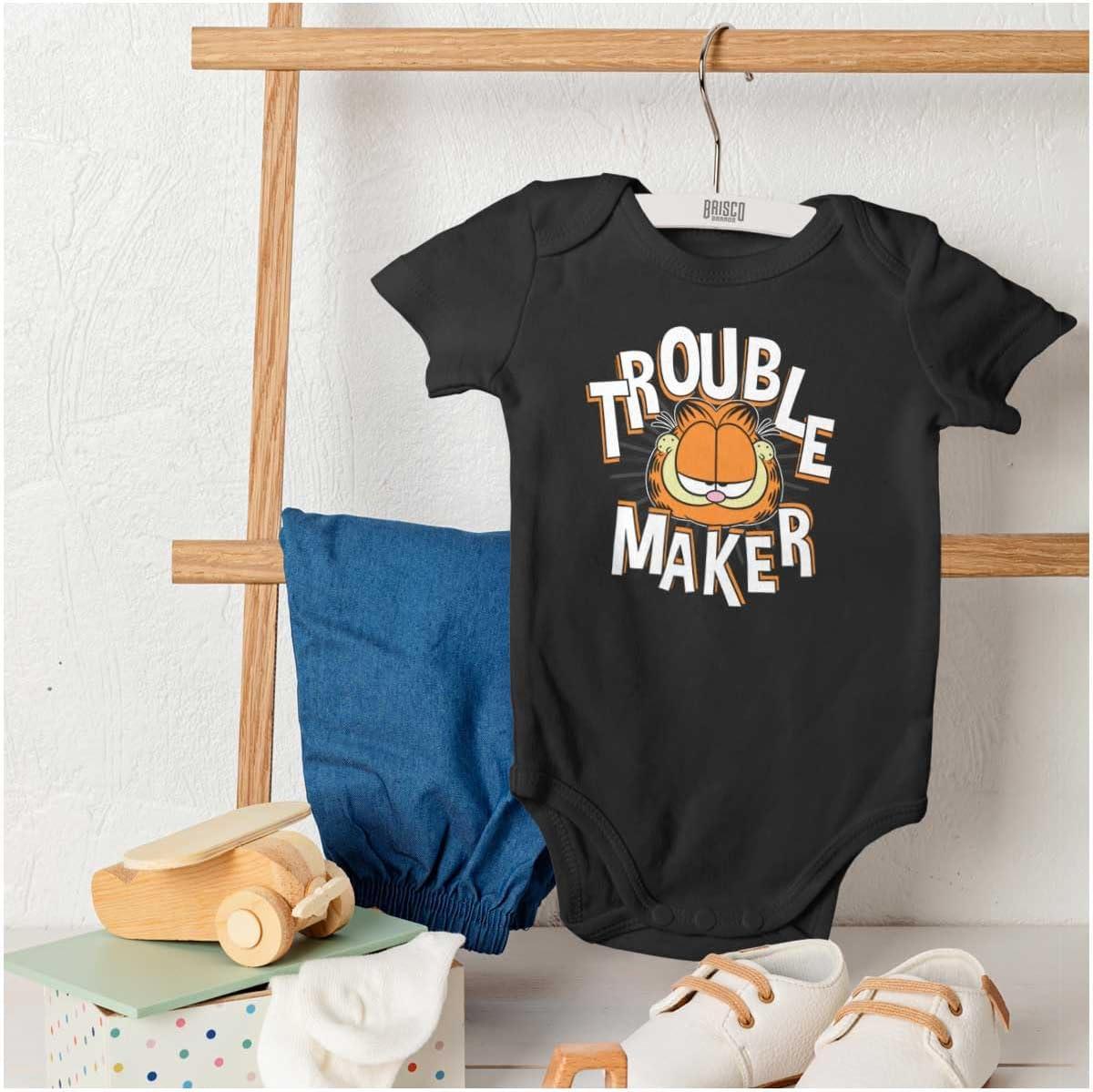 imageBrisco Brands Garfield Cartoon Funny Troublemaker Baby Romper Boys or GirlsBlack