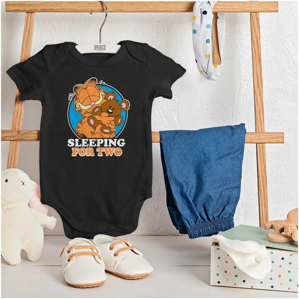 imageBrisco Brands Garfield Cartoon Sleeping For Two Baby Romper Boys or GirlsBlack