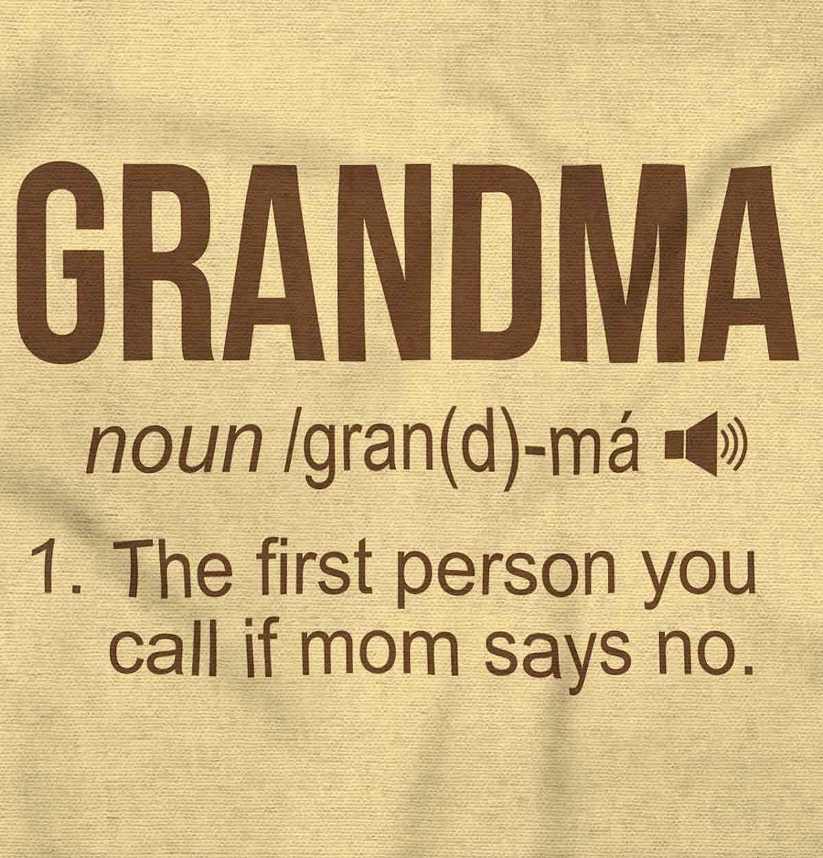 imageBrisco Brands Grandma First Person When Mom Says No Baby Romper Boys or GirlsBanana