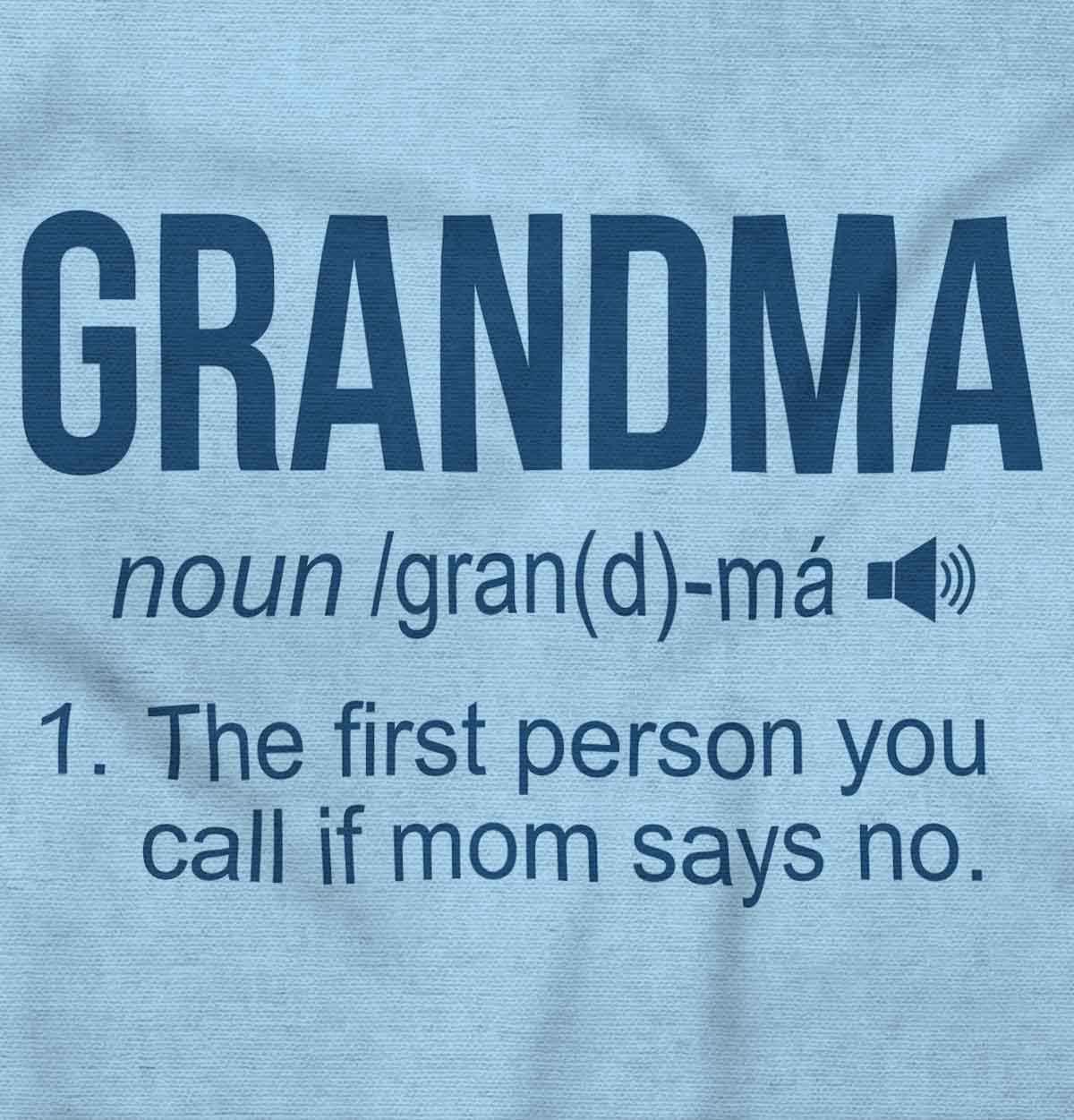 imageBrisco Brands Grandma First Person When Mom Says No Baby Romper Boys or GirlsLight Blue