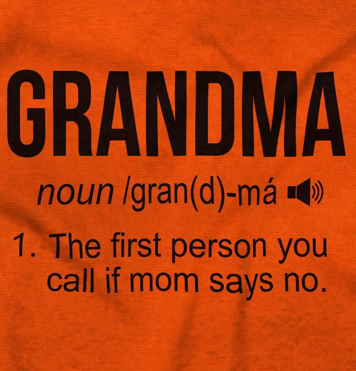 imageBrisco Brands Grandma First Person When Mom Says No Baby Romper Boys or GirlsOrange