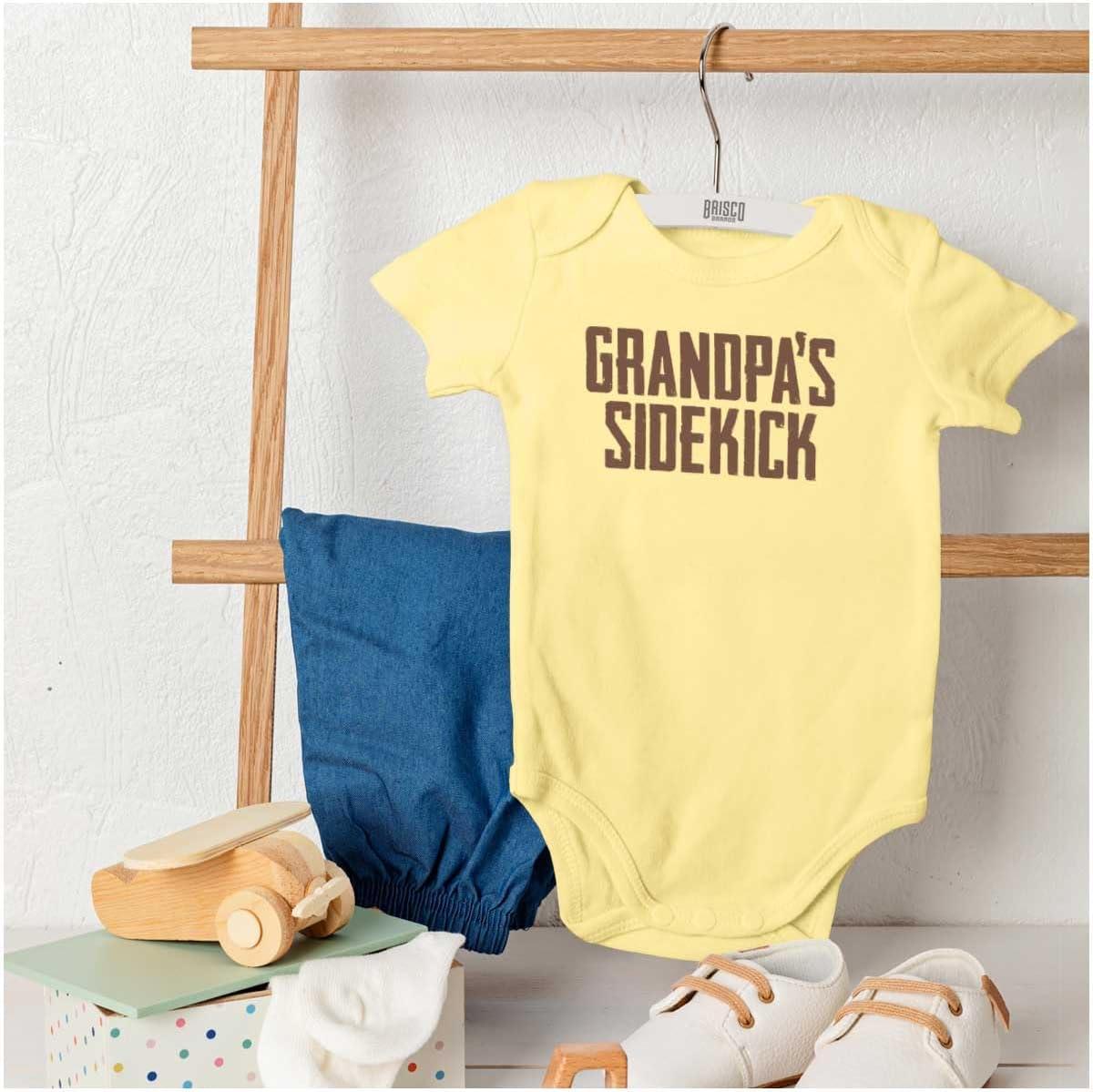imageBrisco Brands Grandpa Sidekick Cute Funny Grandkids Baby Romper Boys or GirlsBanana
