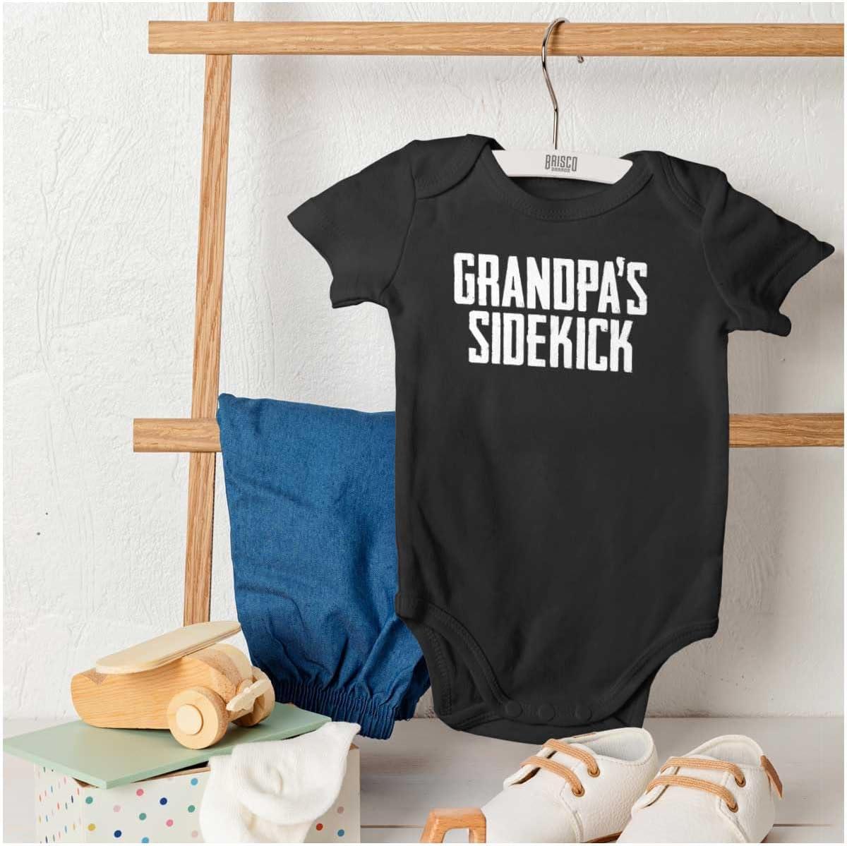 imageBrisco Brands Grandpa Sidekick Cute Funny Grandkids Baby Romper Boys or GirlsBlack
