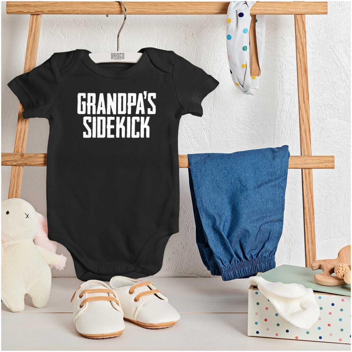 imageBrisco Brands Grandpa Sidekick Cute Funny Grandkids Baby Romper Boys or GirlsBlack