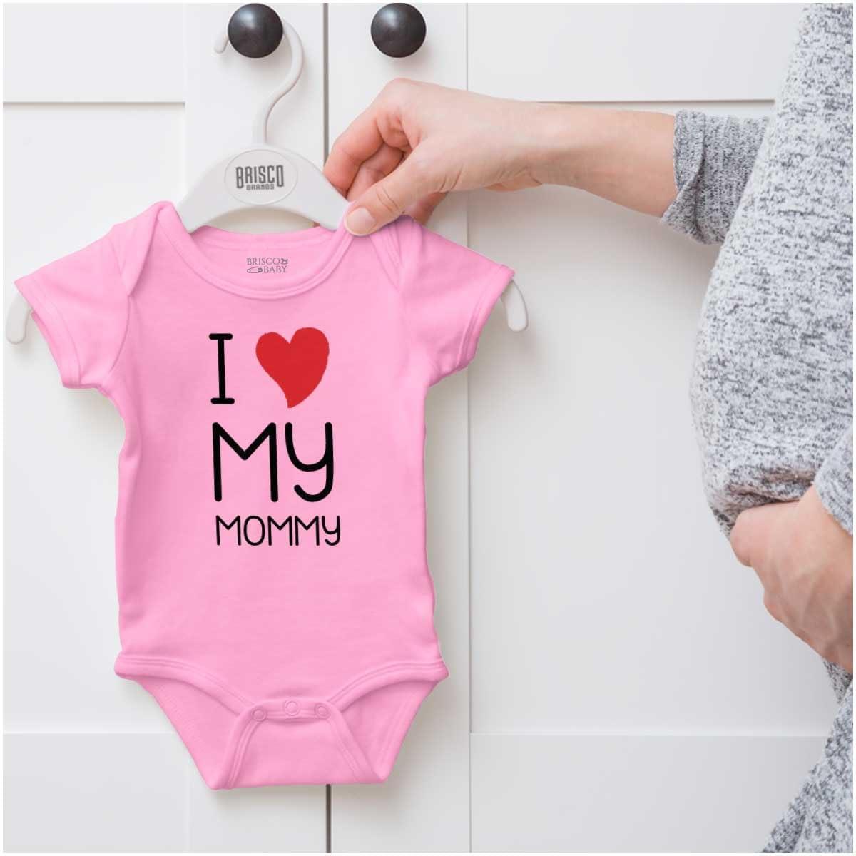 imageBrisco Brands I Heart My Mommy Love Baby Romper Boys or GirlsPink