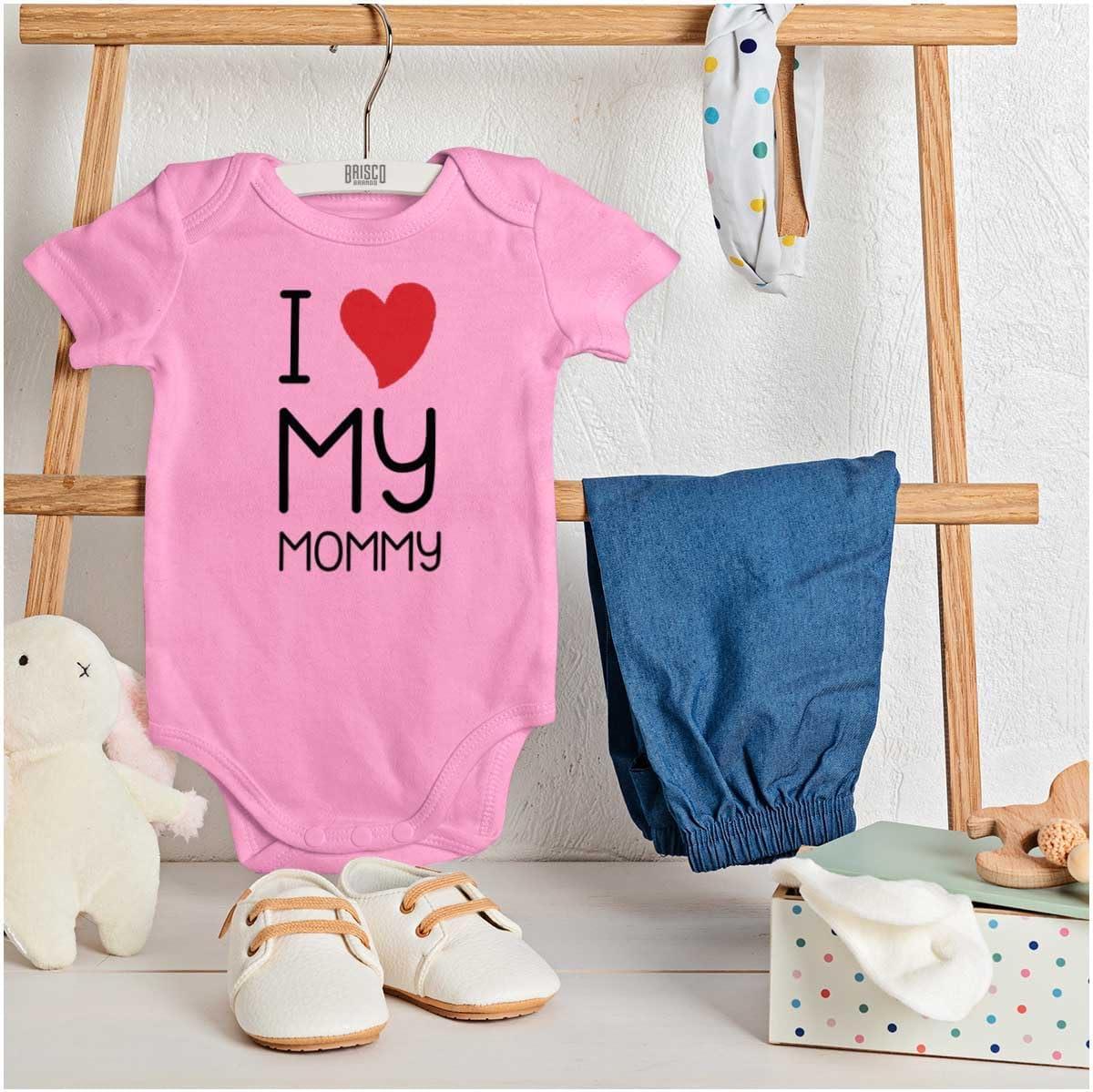 imageBrisco Brands I Heart My Mommy Love Baby Romper Boys or GirlsPink