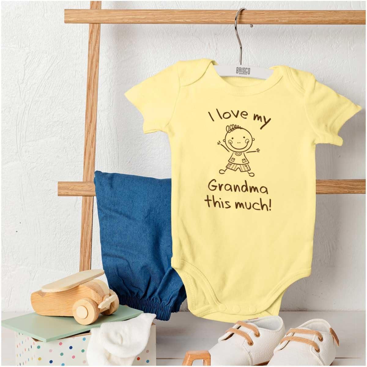 imageBrisco Brands I Love My Grandma This Much Cute Baby Romper Boys or GirlsBanana