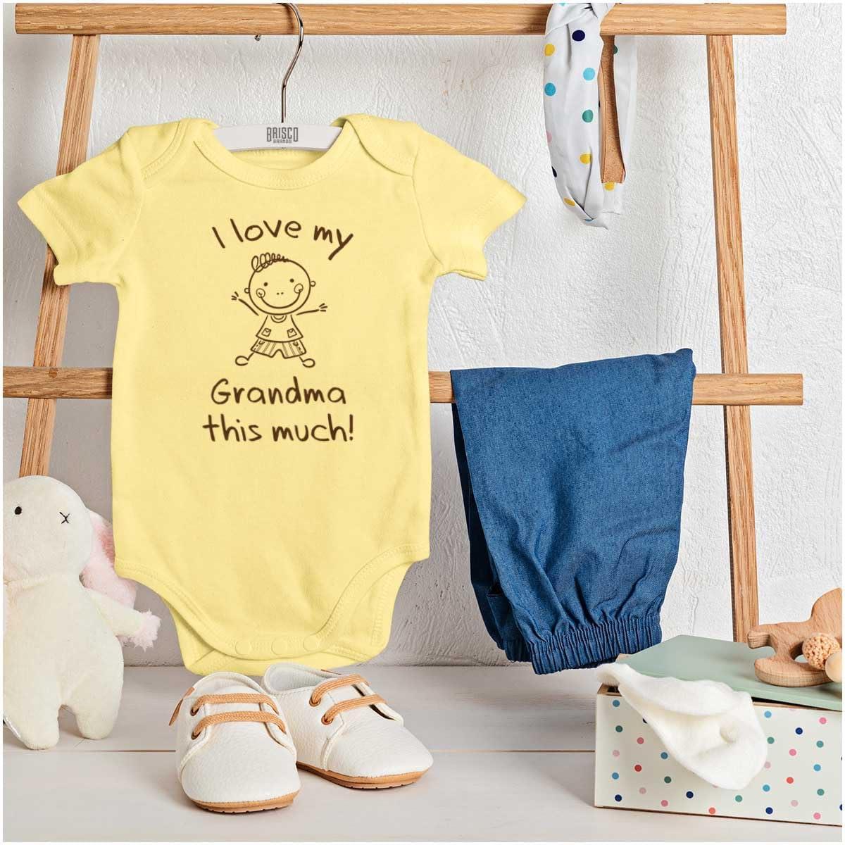 imageBrisco Brands I Love My Grandma This Much Cute Baby Romper Boys or GirlsBanana