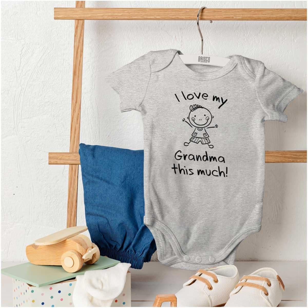 imageBrisco Brands I Love My Grandma This Much Cute Baby Romper Boys or GirlsHeather